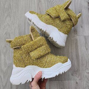 EGirl gold metallic festival stacked platform boots | WMS 7